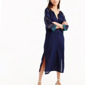 J.Crew boho eyelet embroidered linen caftan